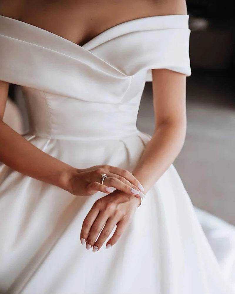 Wedding Dress – Off The Shoulder – Cotton – White | KIMLUD