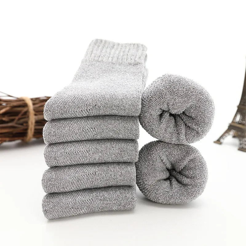 Thermal Cotton-Blend Socks 5-Pair Pack For Men — Black | KIMLUD