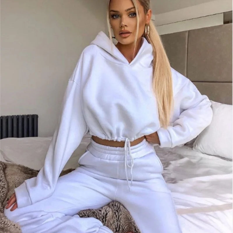 Zippered Two-Piece Tracksuit Set With Sculptural Comfort For Winter City Lounging — Powder-Blue | KIMLUD