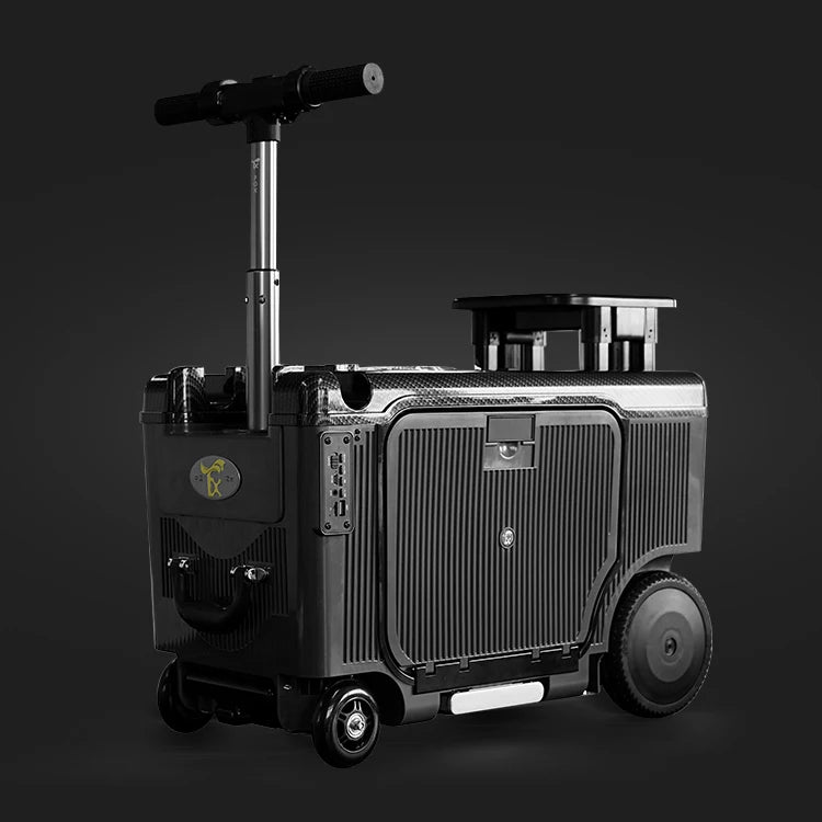 Matte ABS Exterior Luggage Travel Trolley Smart Scooter Riding — Black | KIMLUD