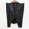 Beaded Blazer Striped Matching Sets — Black | KIMLUD