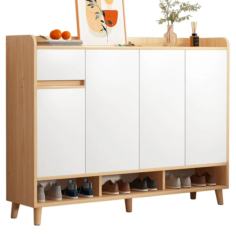 Wooden Convertible Bench Shoe Organizer 4-Shelf, Door Mount, 20-23 Pair Capacity, Living Room Use — Custom | KIMLUD