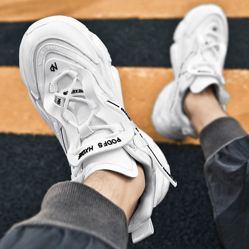 Sculpted Cloud-Cushioned Sneakers — White | KIMLUD