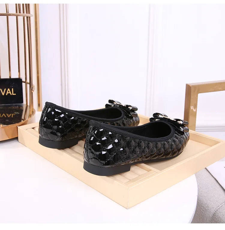 Women's Flat Shoes Spring Autumn New Square Toe Chain Comfortable Casual Square Toe Slip-On Female Shoes Large Size 36-42