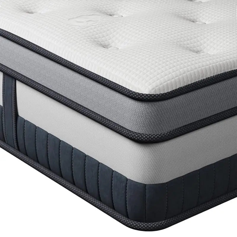 Cotton Mattress Full Size Bed Hybrid 10-14 Inches — Charcoal | KIMLUD