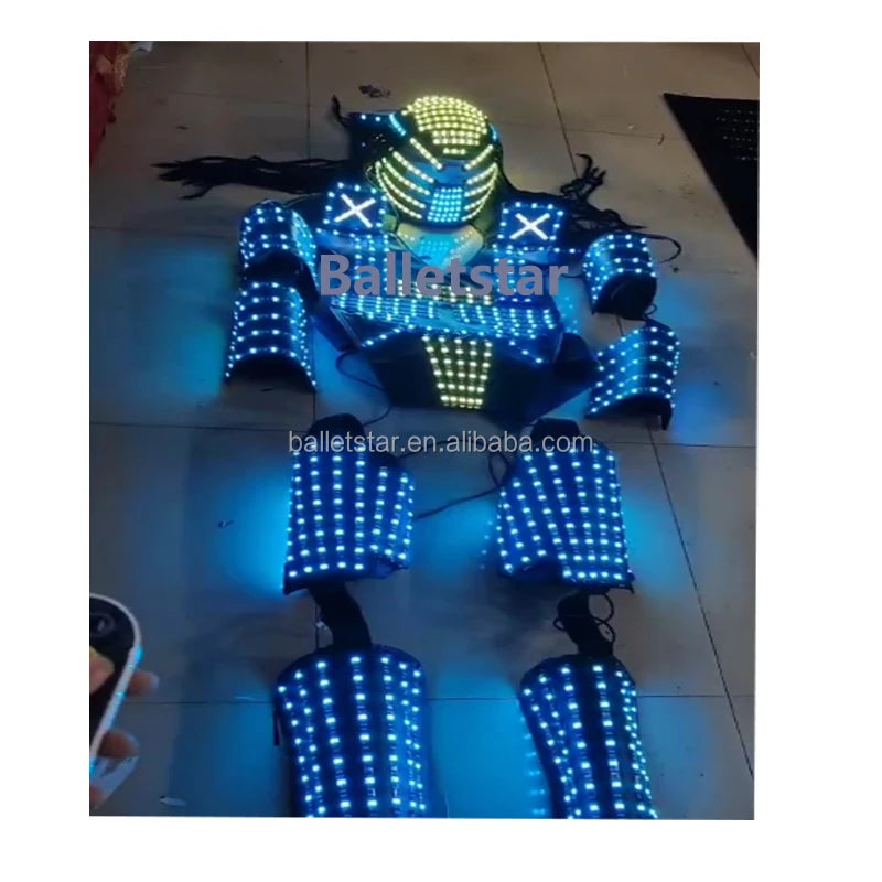LED Light Robot Stilts Walker Costume — Electric-Blue | KIMLUD