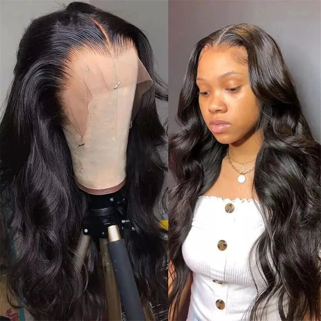 10A Raw Brazilian Body Wave Full Frontal Lace Glueless 13x4 HD Transparent Lace Front Natural Black Deep Texture-Long Blonde