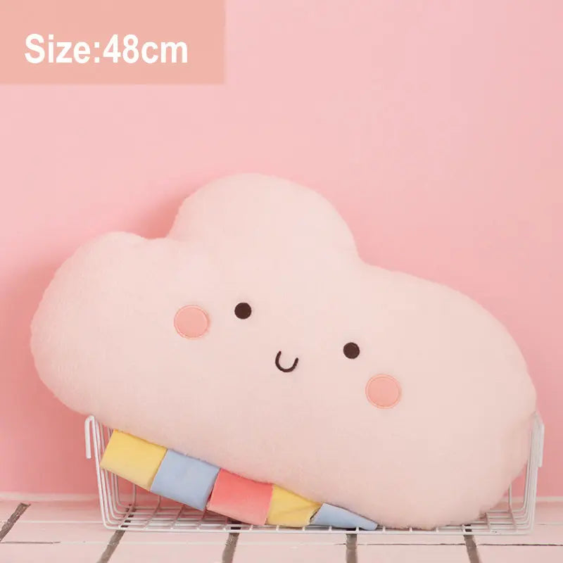Cute Emotion Face Weather Pillow Stuffed Plush Thunder Dark Clouds Rainbow White Cloud Cushion Baby Bed Room Decor Home Decor