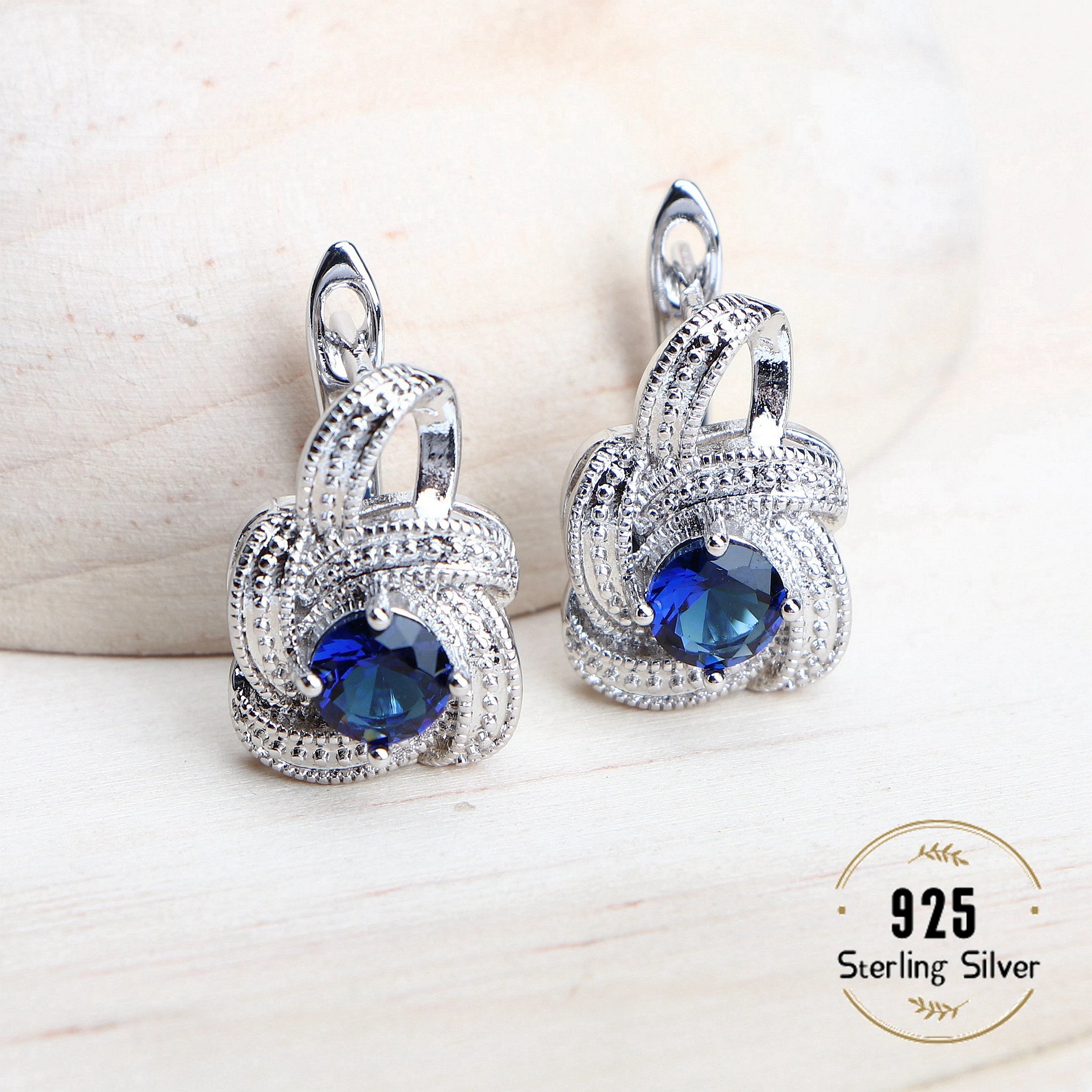 Sterling Silver Jewelry Set Blue Zirconia — Blue | KIMLUD
