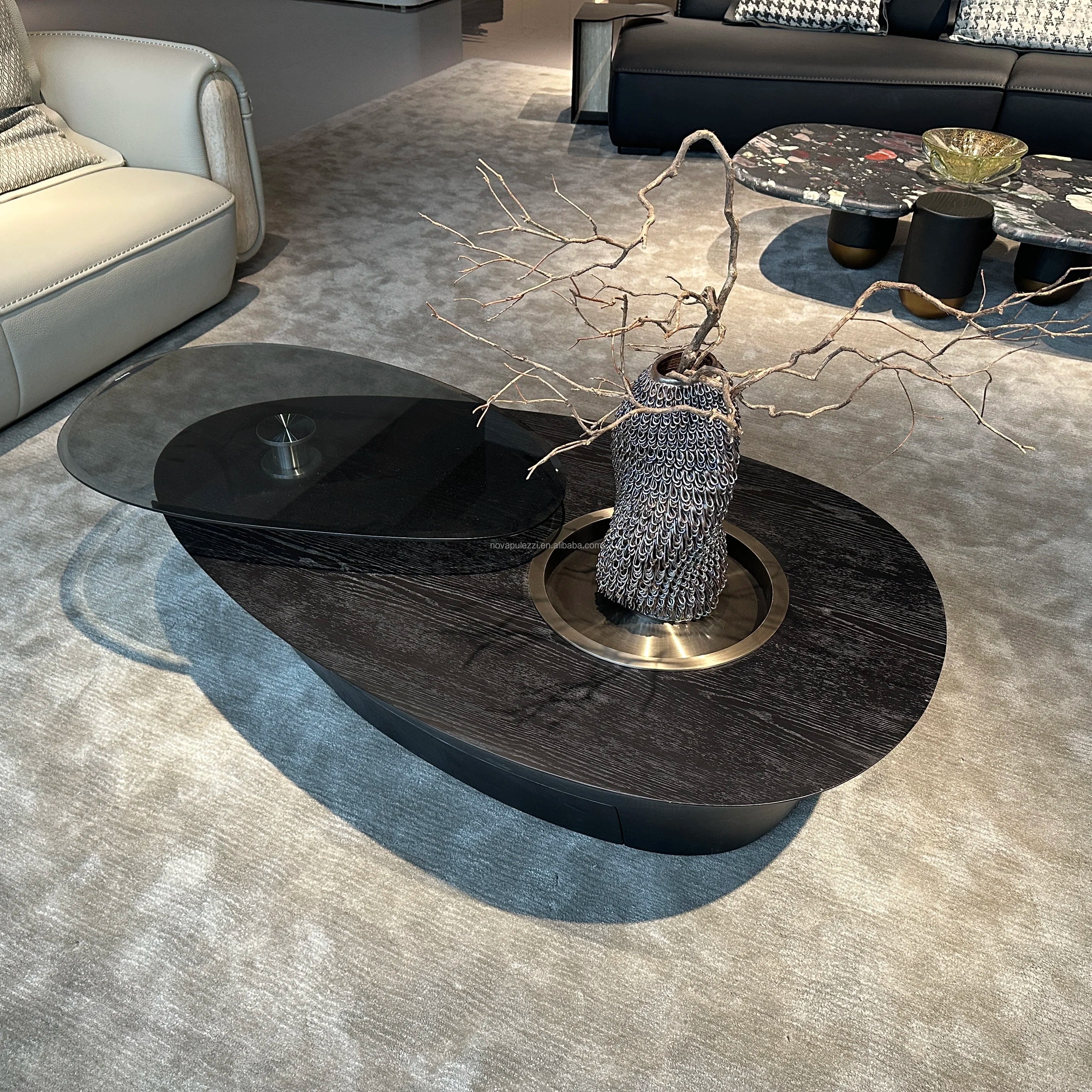 Modern Minimalist Luxury Marble Coffee Table for Home Oval Living Room Furniture Stone Material for Home Use