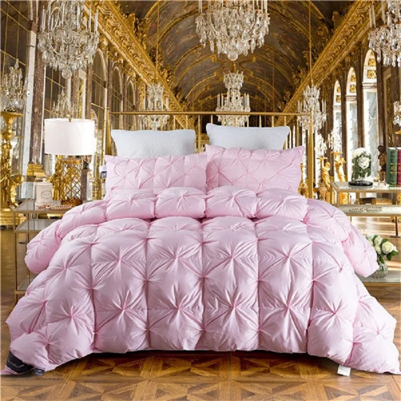 3D luxury 100% Goose Down Duvet Quilted Quilt King Queen Full size Comforter Winter Thick Blanket Solid Color