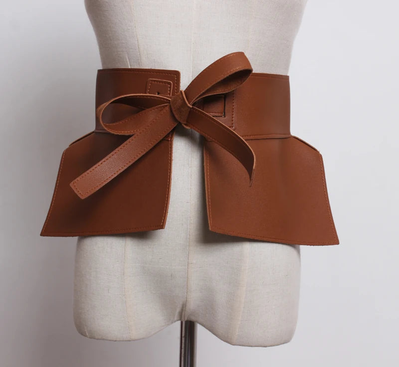 Cummerbund Belt – Wide Waistband – PU Leather | KIMLUD