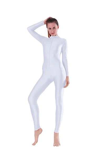 Unitard – Front Zip Mock Neck Long Sleeve – Nylon Elastane | KIMLUD