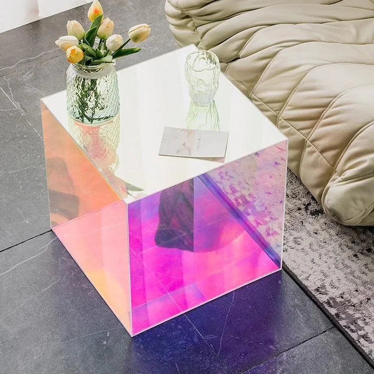 Acrylic Coffee Table Checkerboard Cube — Clear | KIMLUD