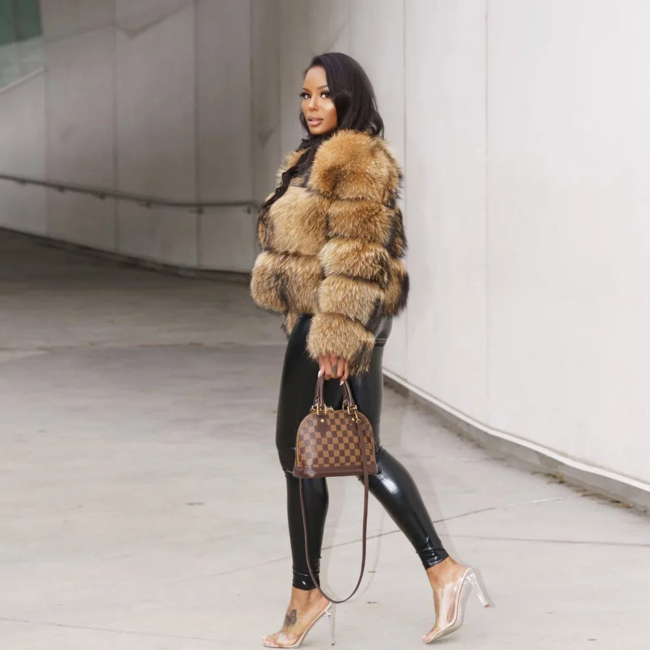 KIMLUD, 2024 maomaokong Super Hot Winter Women Luxury Thick Real Raccoon Fur Coat Natural Fox Fur Jacket Plus Size Jackets Female Vest, KIMLUD Womens Clothes
