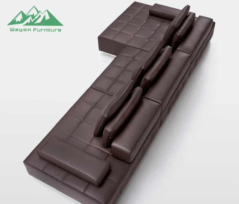 Modern Synthetic Leather Upholstered Sectional Sofa for Living Room and School Use Home Furniture