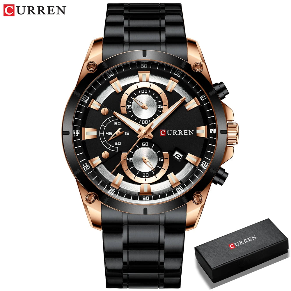 CURREN Mens Watches Fashion Top Brand Luxury Business Automatic Date Watch Men Casual Waterproof Watch Relogio Masculino+Box