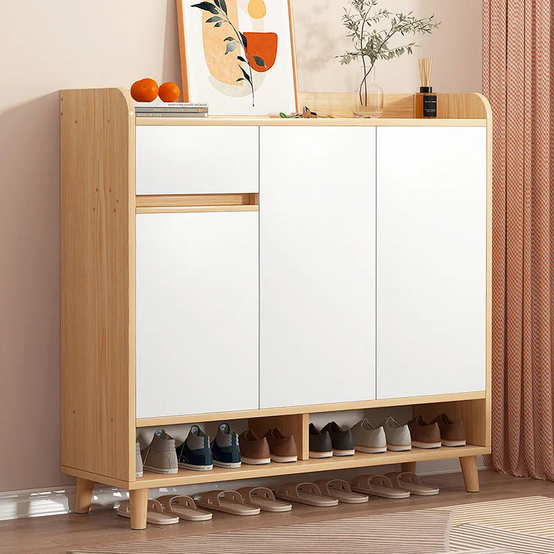 Wooden Convertible Bench Shoe Organizer 4-Shelf, Door Mount, 20-23 Pair Capacity, Living Room Use — Custom | KIMLUD