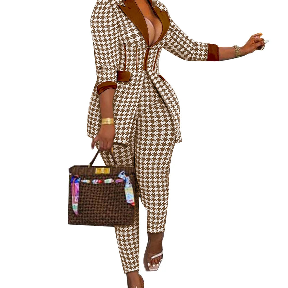 Two Piece Office Suit – Slim Silhouette – Spandex Polyester | KIMLUD