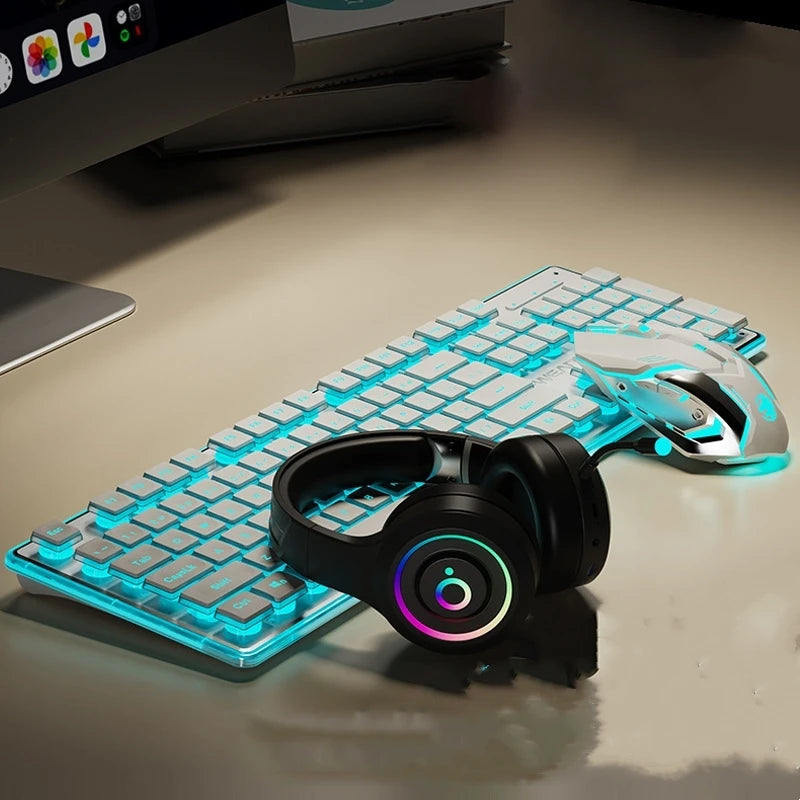 Metal Chassis Keyboard And Mouse Set Ultra-Thin Wireless Mechanical — Matte Black | KIMLUD