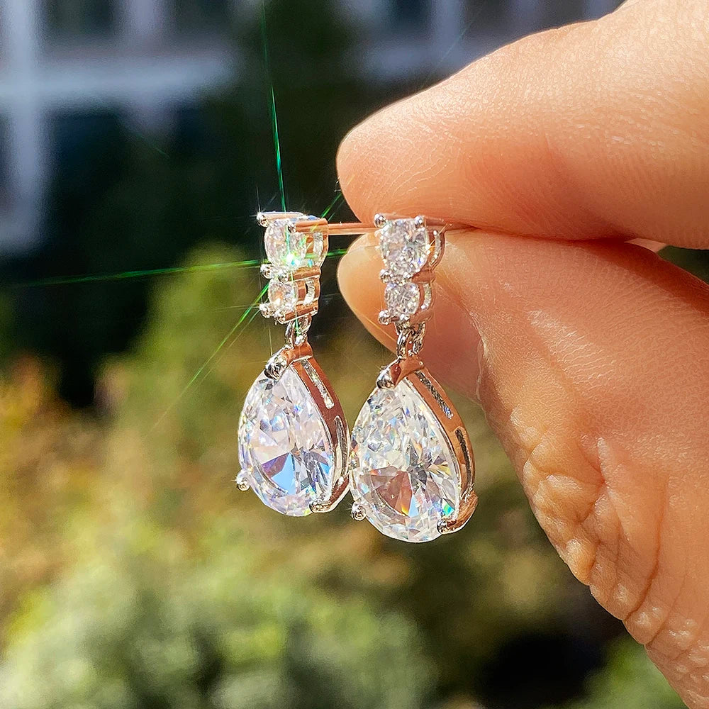 Drop Earrings – Water Drop – Cubic Zirconia White/Purple | KIMLUD