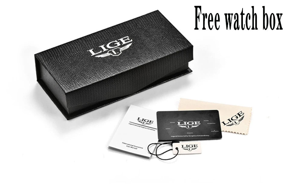 LIGE Women Watches Luxury Brand Ultra-thin Calendar Week Quartz Watch Ladies Clocks Mesh Stainless Steel Waterproof Reloj Mujer