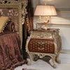 French Classical Style Solid Wood Bedroom Furniture Set with Antique Gold Leaf Decoration and Luxurious Antique Bed