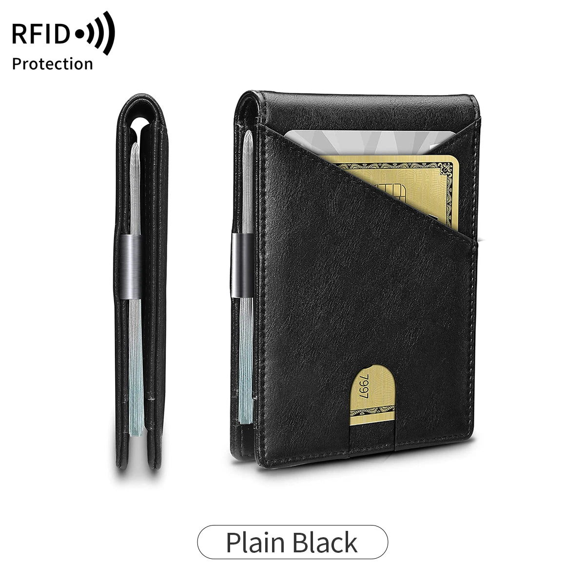 RFID Blocking Men's Carbon Fiber Pattern Wallet Minimally Thin Double Fold Credit Card Holder Portable Front Pocket Wallet