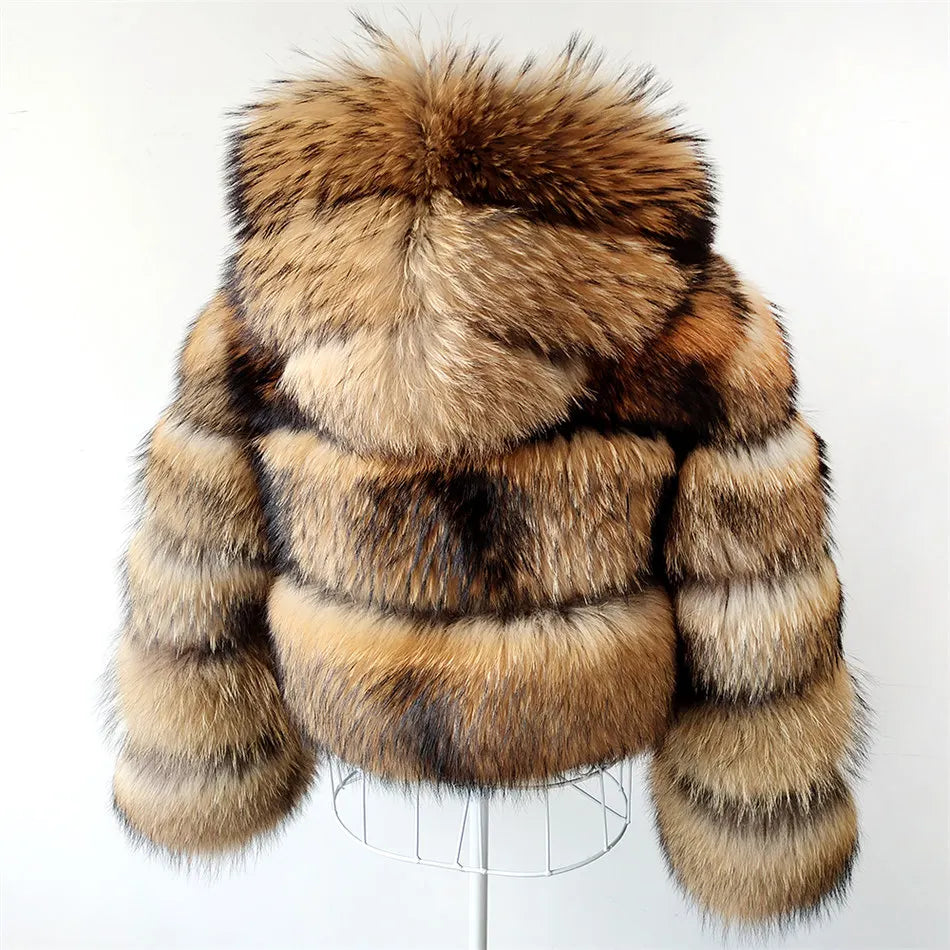 KIMLUD, 2024 maomaokong Super Hot Winter Women Luxury Thick Real Raccoon Fur Coat Natural Fox Fur Jacket Plus Size Jackets Female Vest, KIMLUD Womens Clothes