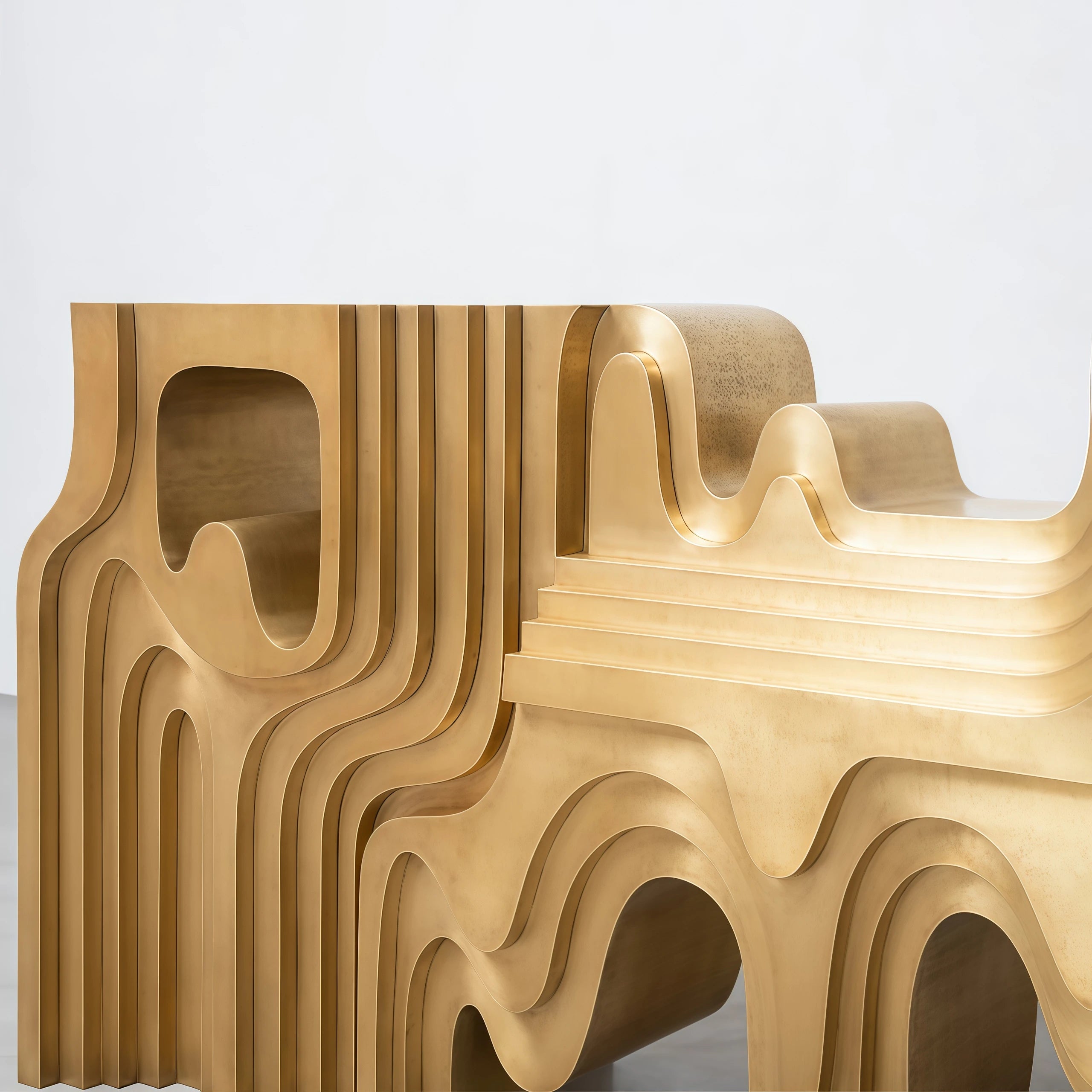 Solid Wood Console Table Pedestal Base — Golden | KIMLUD