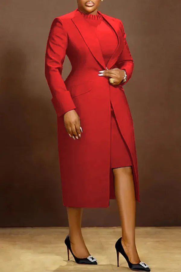Liu Ming New Arrival Trending Women Fashion Two Pieces Sets Office Wear Blazers Coat and Tank Tops Solid Color Suit