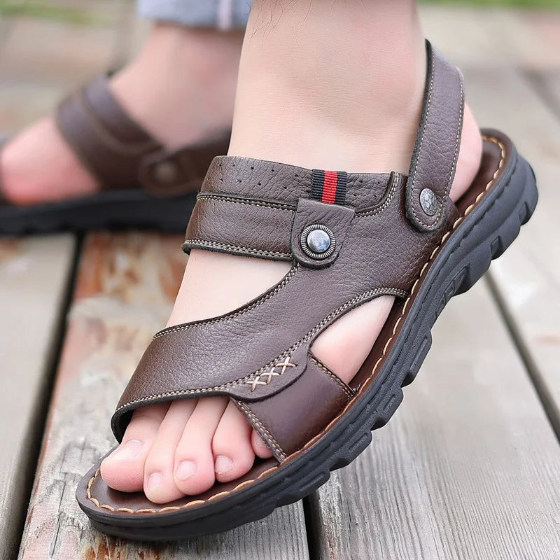 PU Leather Sandals Back Strap — Rich Brown | KIMLUD