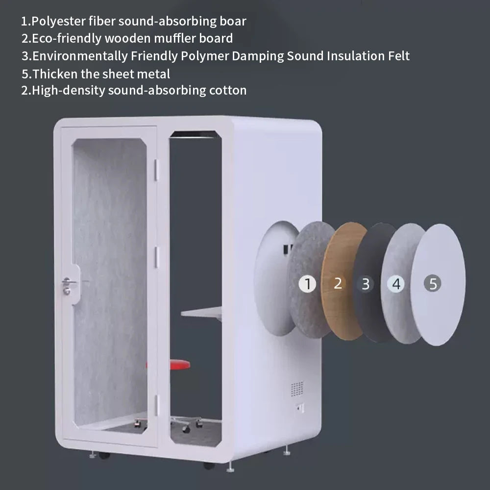 Soundproof Private Office Booth Insulated — White | KIMLUD