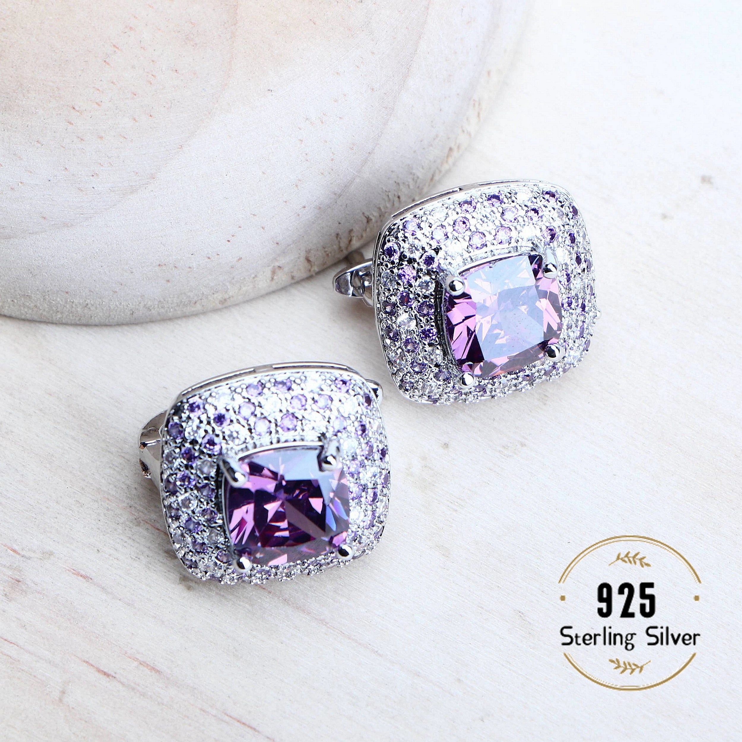 Sterling Silver Jewelry Set Bridal — Purple | KIMLUD