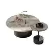 Metal Nordic Coffee Table Dual-Tier Round Top — Luna Grey | KIMLUD