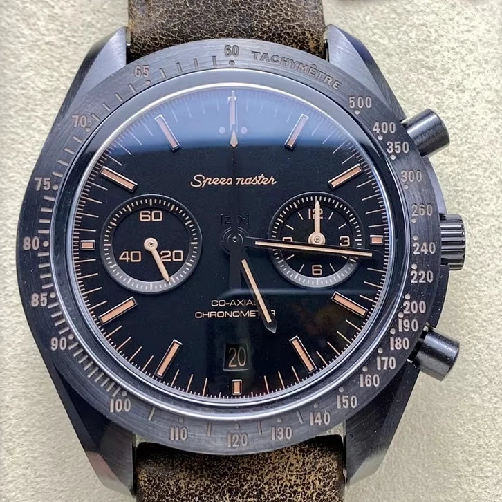 Black Ceramic Chronograph Watch 44mm — Black | KIMLUD