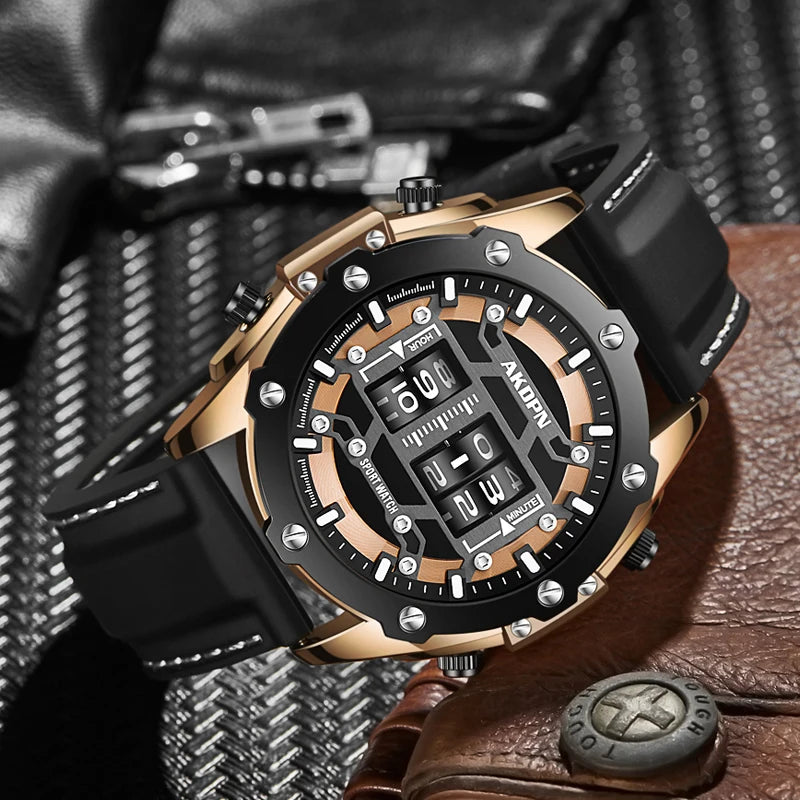 Unique Men Wrist Watches Leather Black Silver Creative Watches For Male Military Sports Clock Unique Design relogio masculino