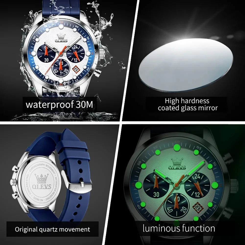 OLEVS 5602 New Fashion Luminous Sports Date Men Watch Silicone Quartz Men's Wristwatch Waterproof Luxury Watches for Man