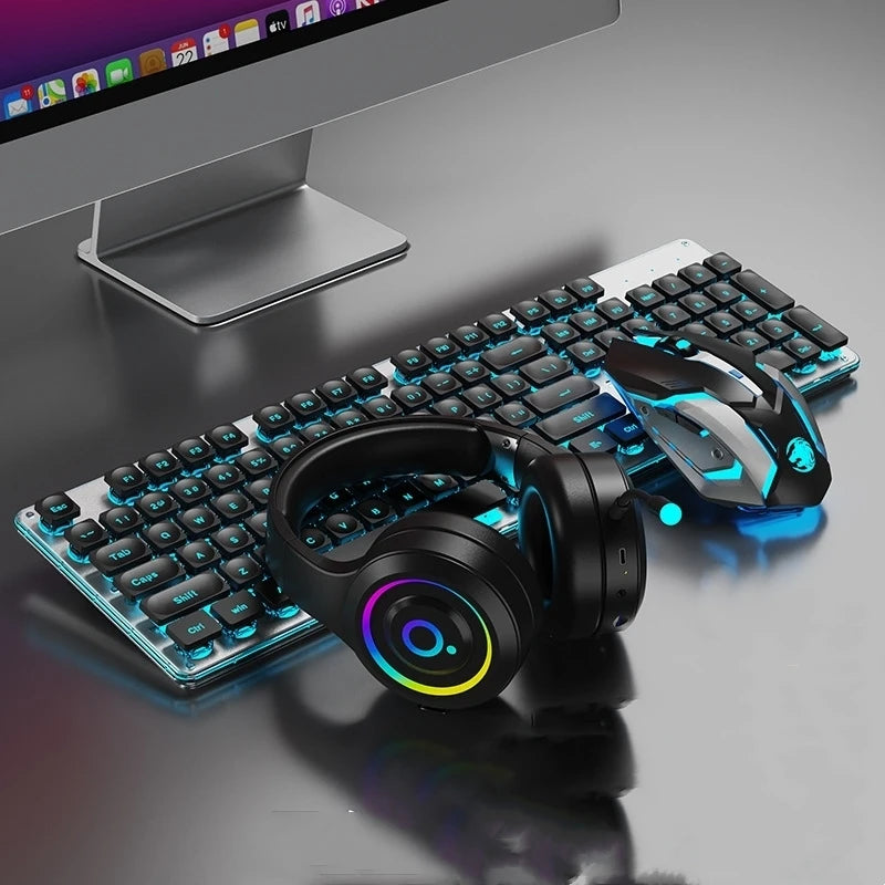 Metal Chassis Keyboard And Mouse Set Ultra-Thin Wireless Mechanical — Matte Black | KIMLUD