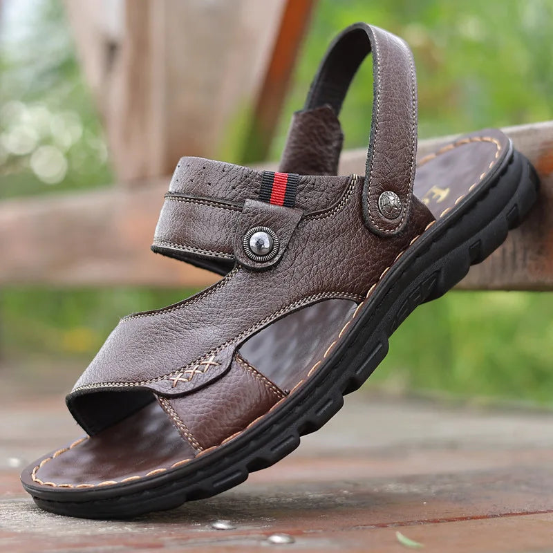 PU Leather Sandals Back Strap — Rich Brown | KIMLUD