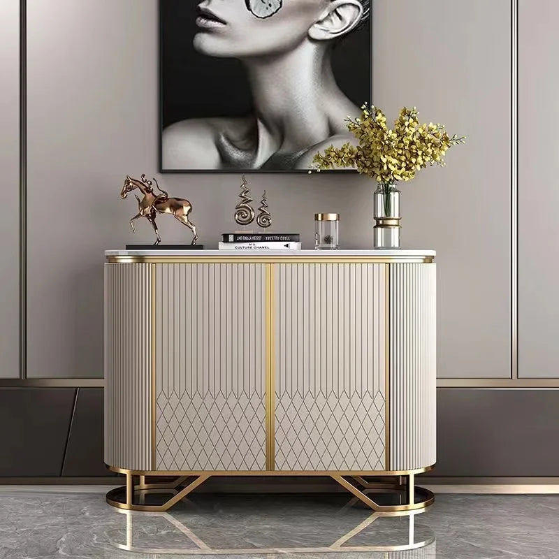 Luxury American-Style Entryway Wall Storage Cabinet Modern Design Panel Wood Shoe Cabinet Living Room Large Home Furniture