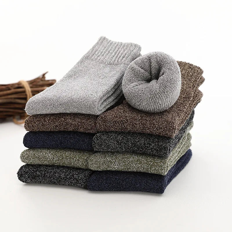 Thermal Cotton-Blend Socks 5-Pair Pack For Men — Black | KIMLUD