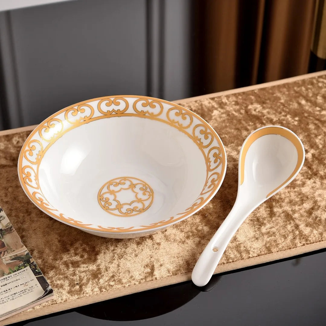 Bone China Dinnerware Set 58-Piece Western European Style For Family Dining And Entertaining — White | KIMLUD
