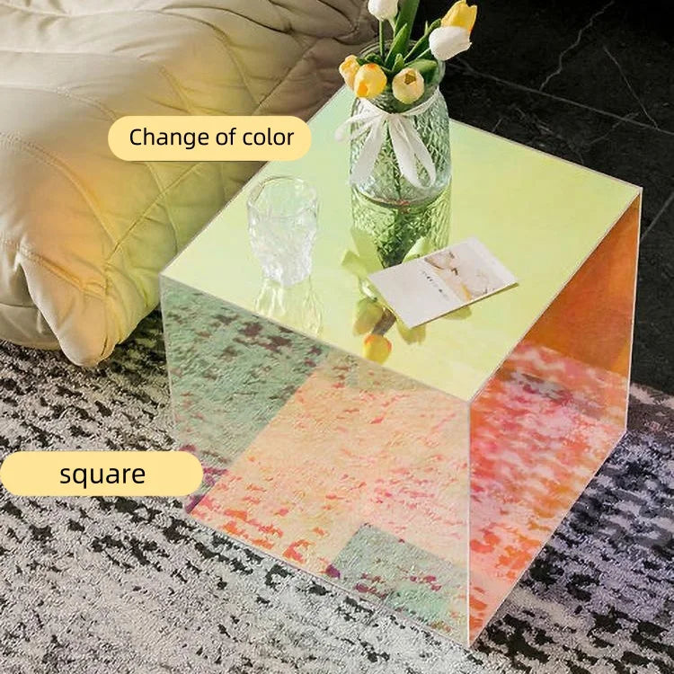 Acrylic Coffee Table Checkerboard Cube — Clear | KIMLUD