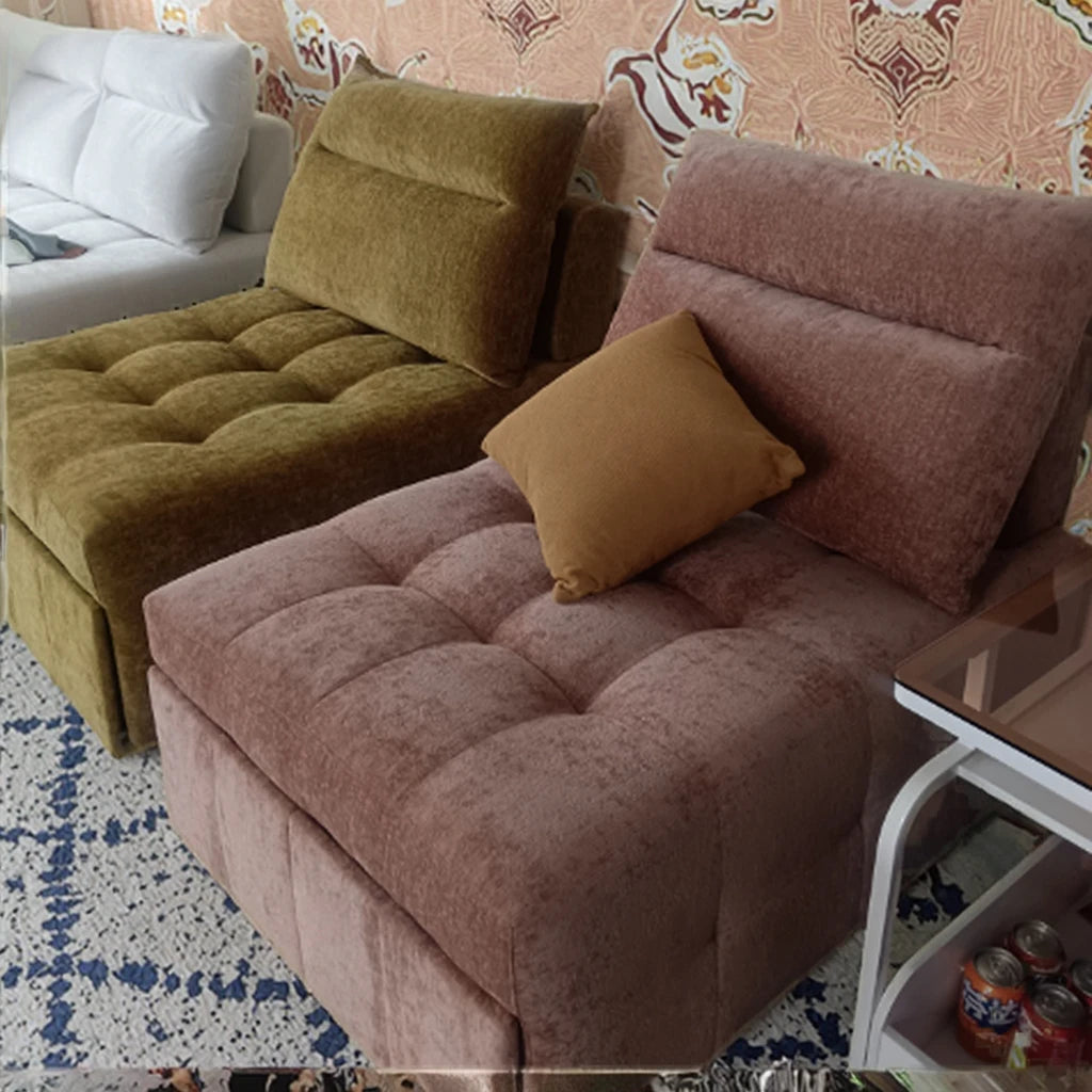 Chesterfield Style Single Seat Fabric Sofa Small Unit Pull-Out Dual-Purpose Foldable Extendable Sponge Filling for Living Room