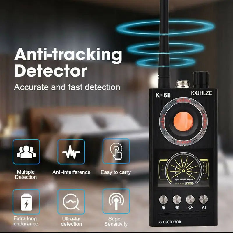 Sleek Aluminum Anti-Spy Camera Detector RF Finder — Black | KIMLUD
