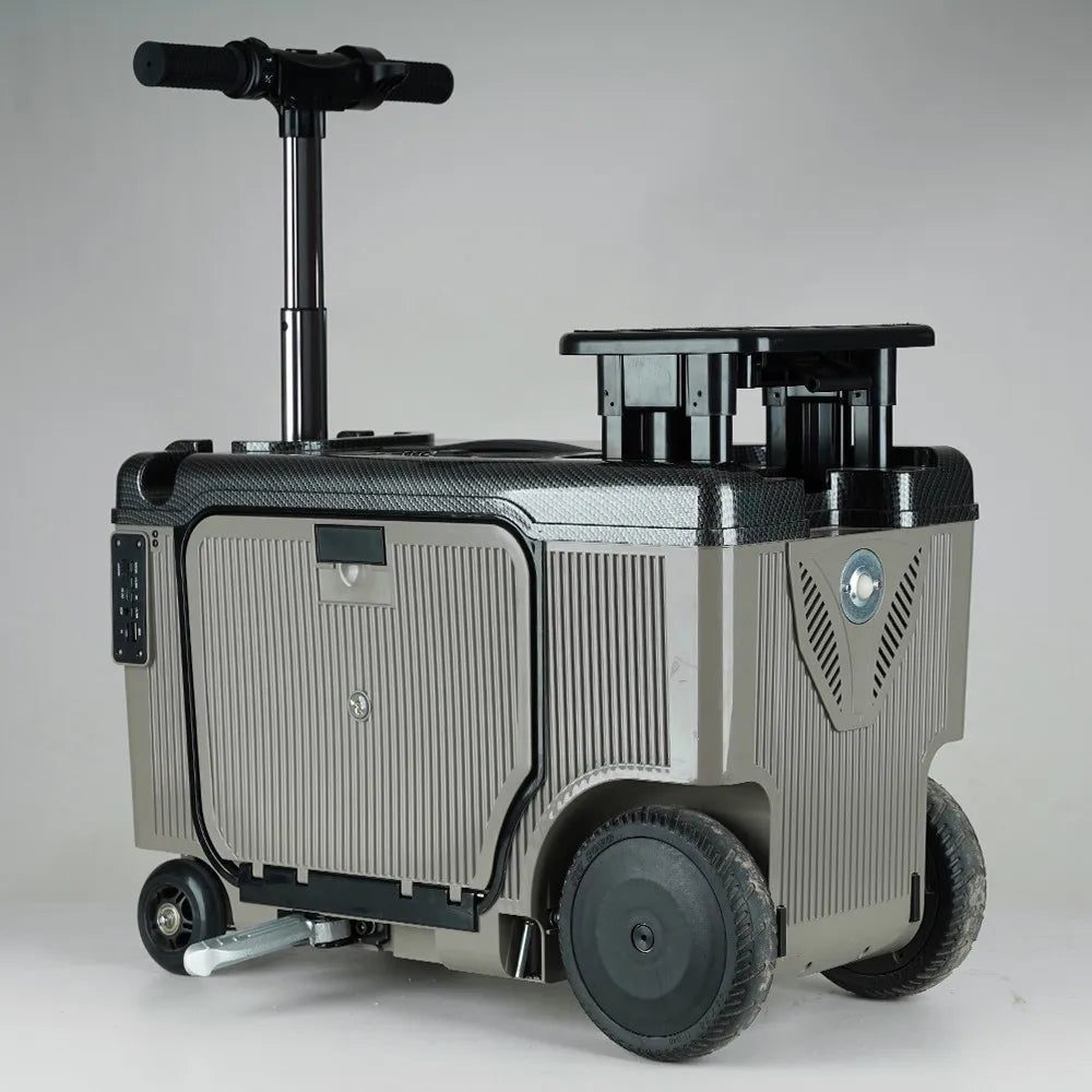 ABS Luggage 20-Inch Rideable Electric — Black | KIMLUD