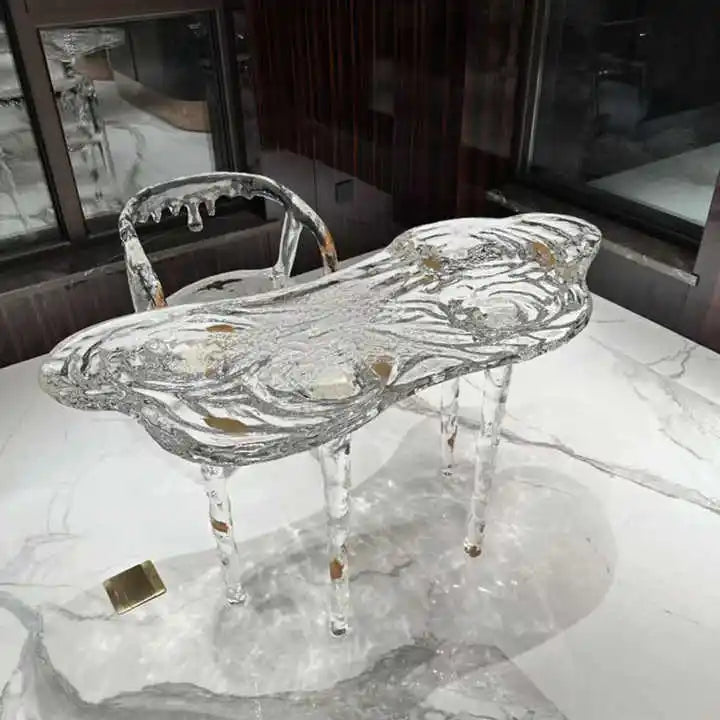 Epoxy Resin Dining Table Irregular Waterfall Edge — Clear | KIMLUD