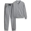 Waterproof Polyester/Cotton Two-Piece Set With Patches — Gray Heather | KIMLUD