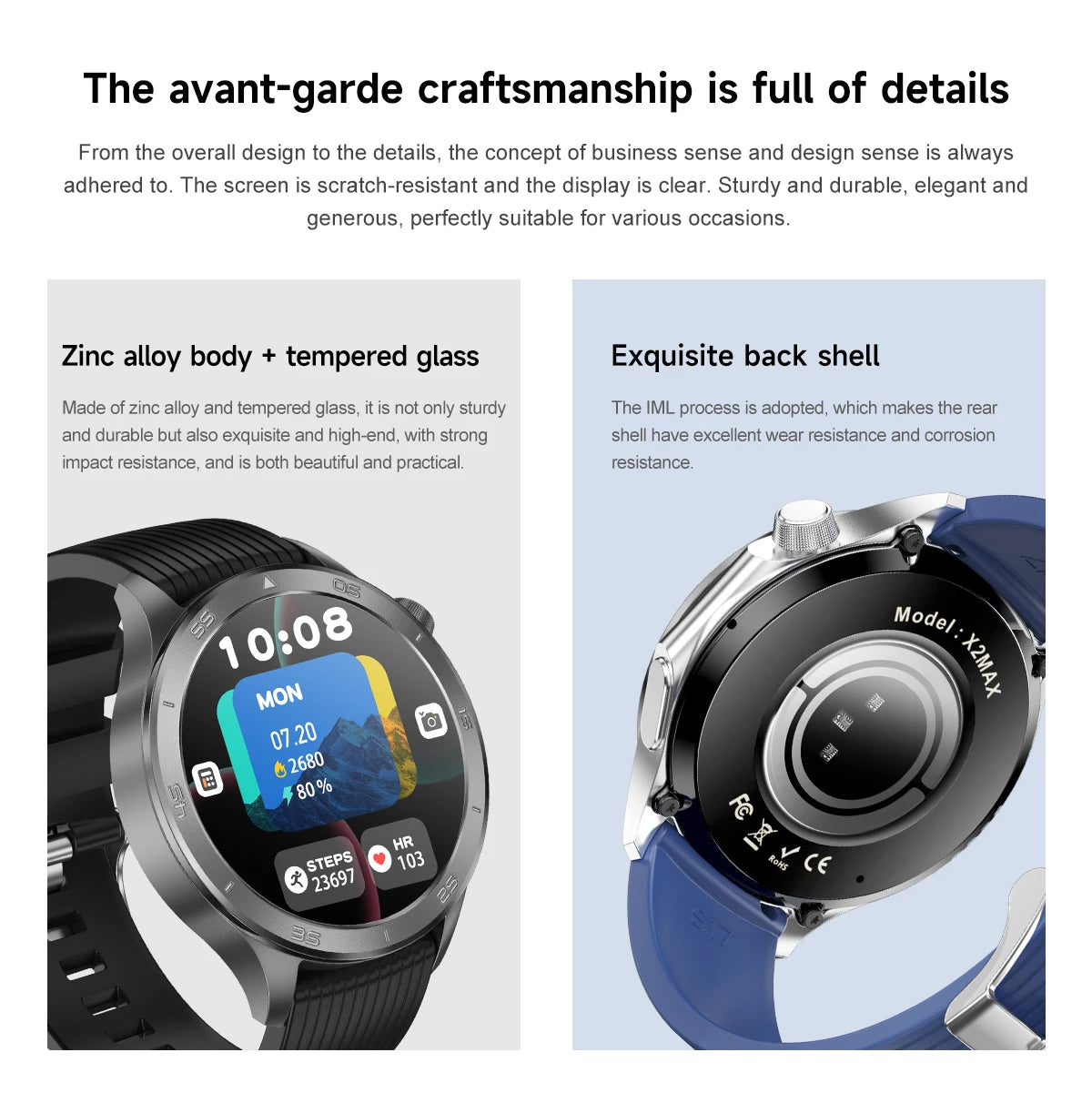 2025 New X2 MAX Compass Outdoor Smartwatch 300mah Large Battery Bt Call Sports Health Monitoring Fitness tracker Smart Watch